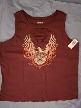 Torrid  Burgundy Wine Eagle Flames Super Cool Tank 3X   #368
